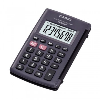 Casio Handheld Calculator - 8 Digits, Large Display, Regular Percent, Black (HL-820LV-BK-W)