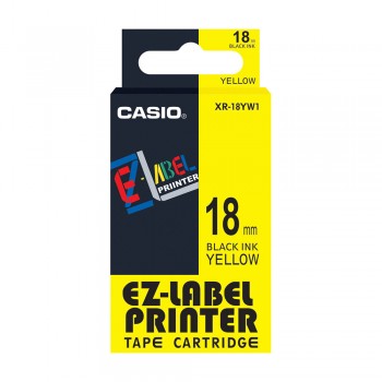 Casio Ez-Label Tape Cartridge - 18mm, Black on Yellow (XR-18YW1)
