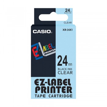 Casio Ez-Label Tape Cartridge - 24mm, Black on Clear (XR-24X1)