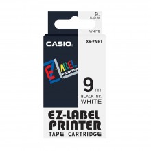 Casio Ez-Label Tape Cartridge - 9mm, Black on White (XR-9WE1)