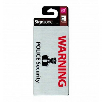 Signzone Peel & Stick Metallic Sticker - WARNING POLICE Security ( Item No: R01-79 )